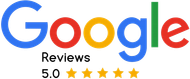 Google Reviews logo with 5 stars and a 5.0 rating.