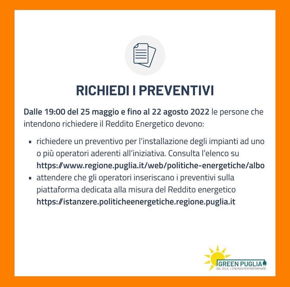 Annuncio di richiesta preventivi per il programma