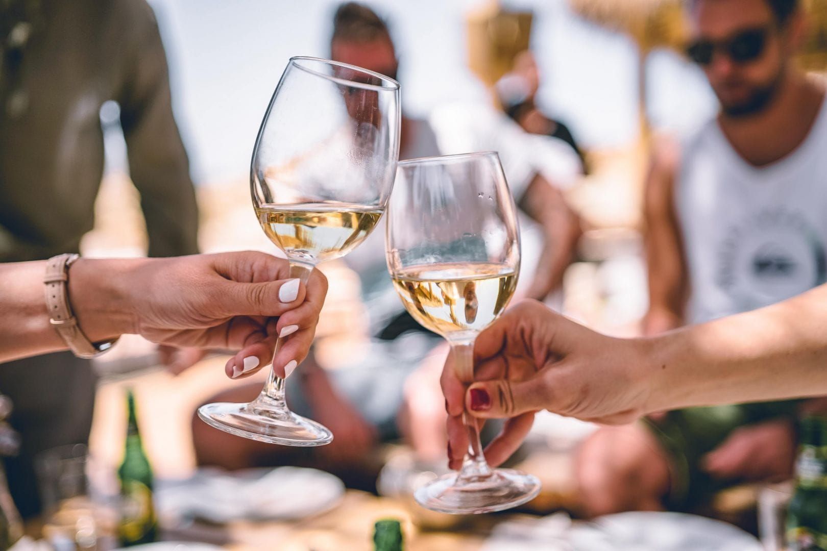 A Group of People Are Toasting With Wine Glasses — Lakeview Luxury Retreat in Canobolas, NSW