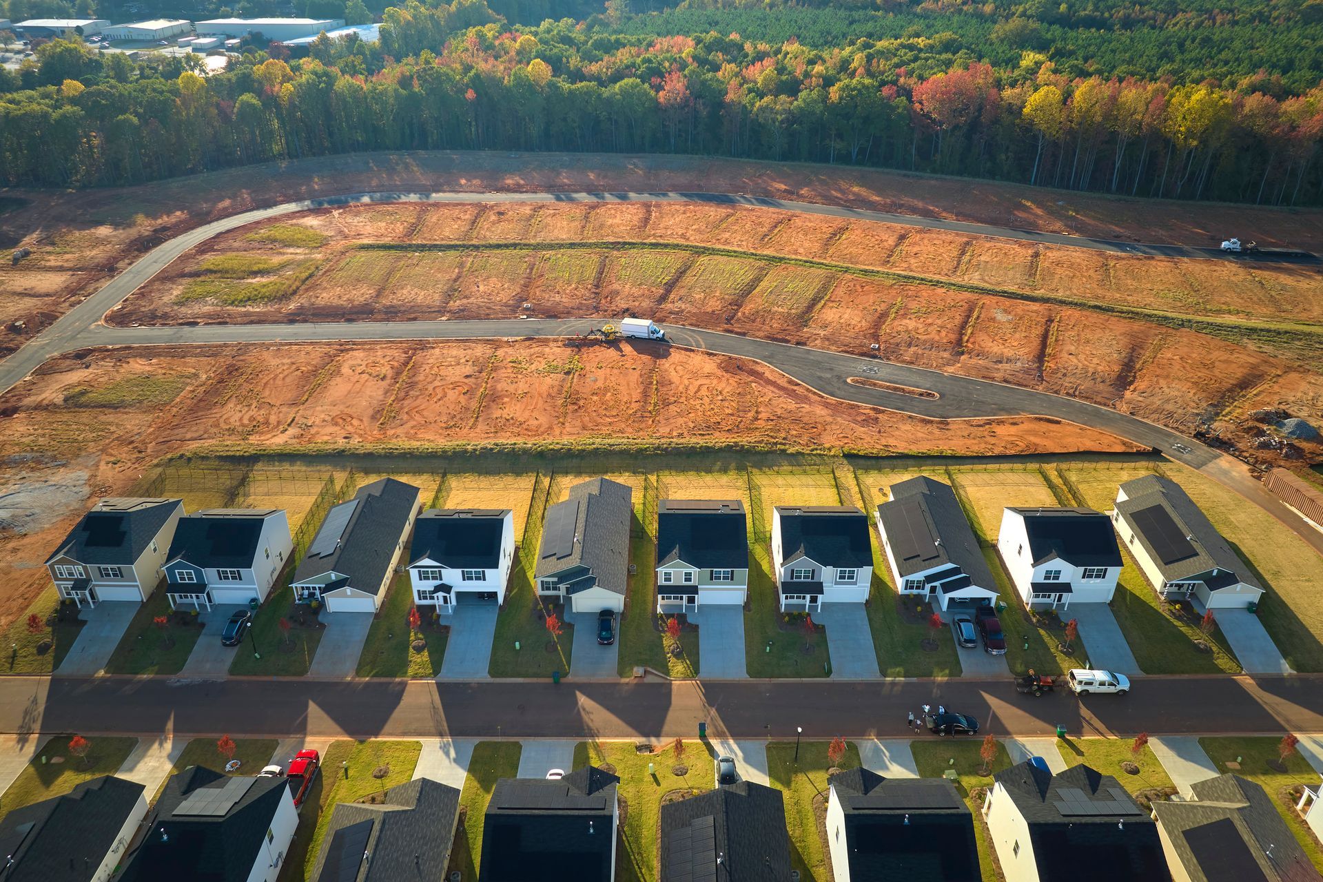 Aerial view of various graded dirt lot construction sites. Aerial view of various graded dirt lot construction sites.