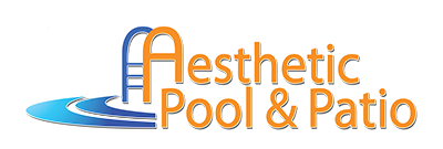 A logo for an Aesthetic Pool & Patio Renovations