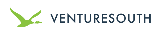 The VentureSouth logo, featuring a light green silhouette of a flying bird to the left of the dark text.