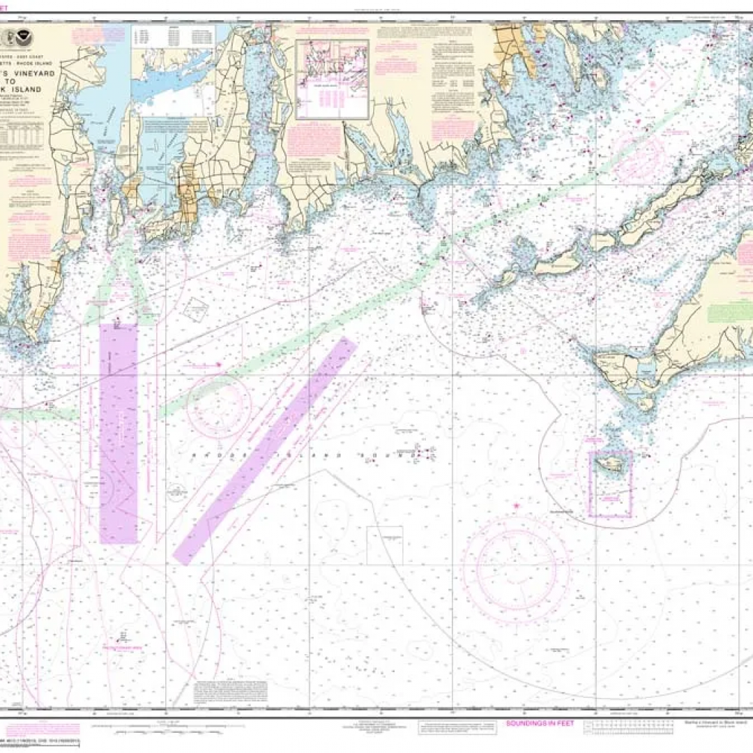 A large nautical map of a large body of water.
