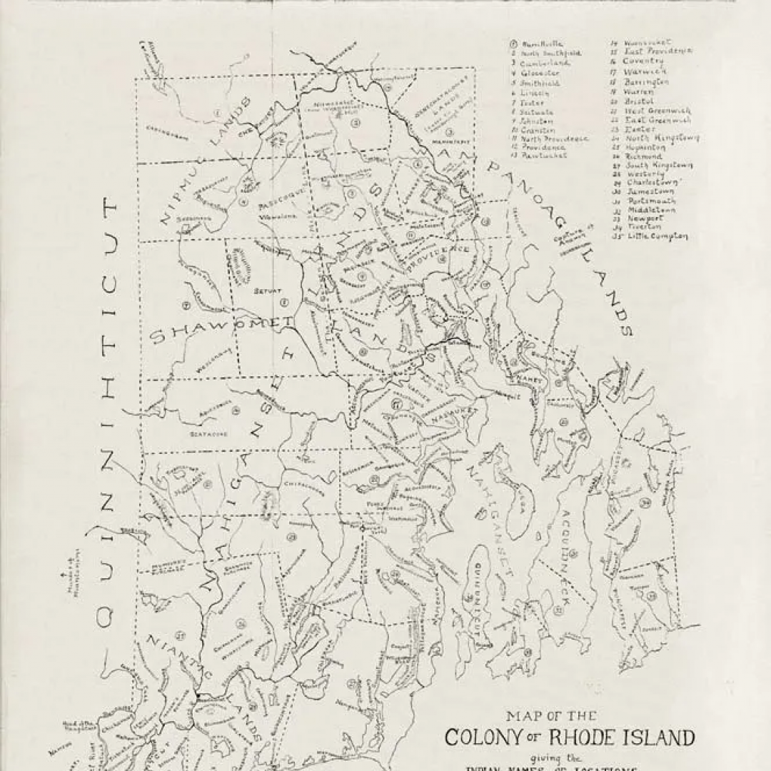 A black and white map of the colony of rhode island