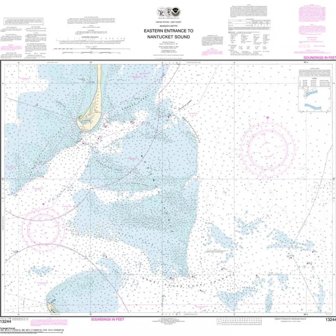 A large nautical map of a large body of water.