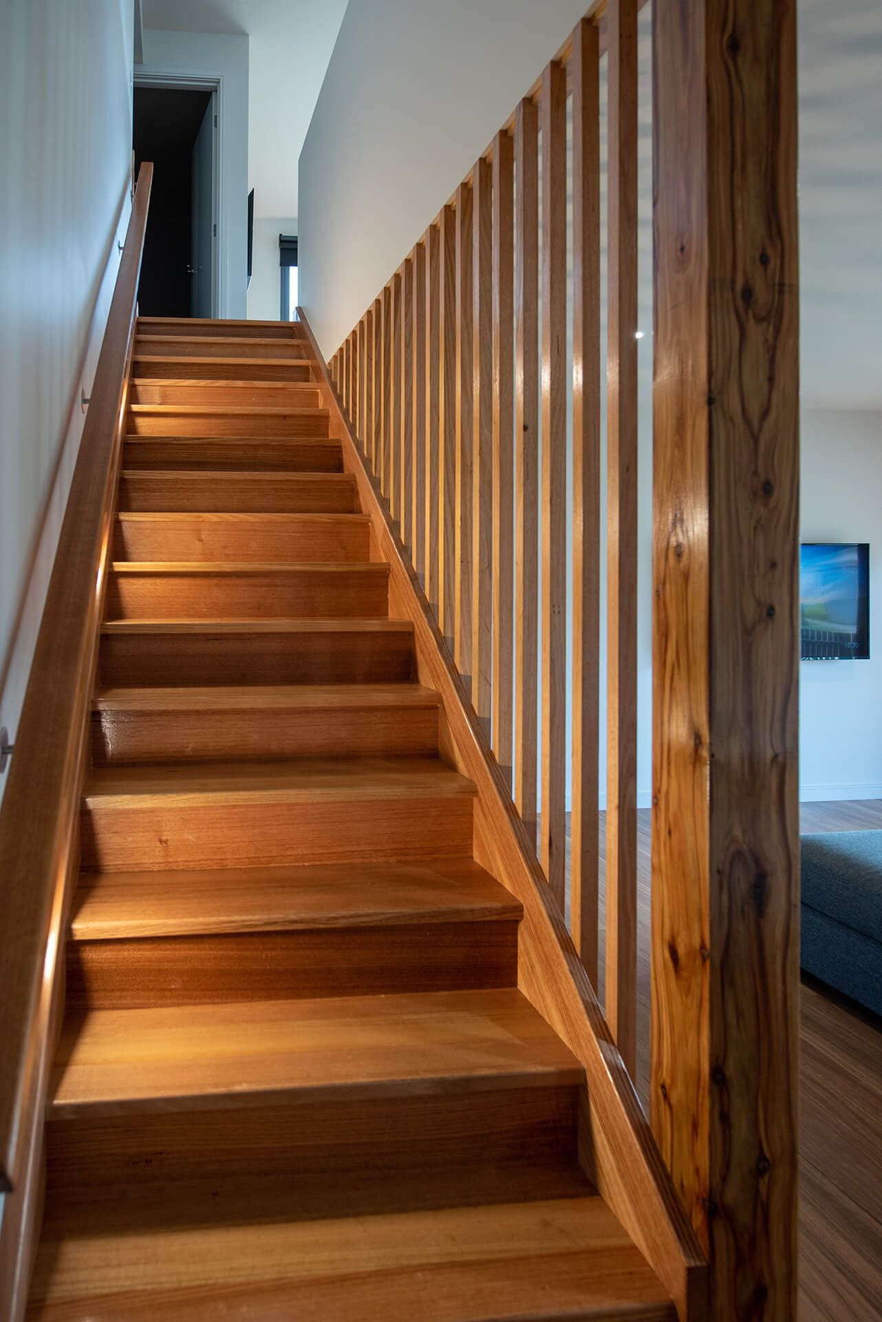 Timber stairs in New Home built by Ryan Brothers Building St Leonards