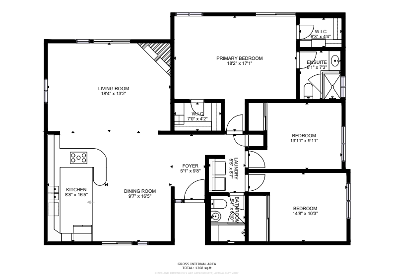 A black and white floor plan of a house.