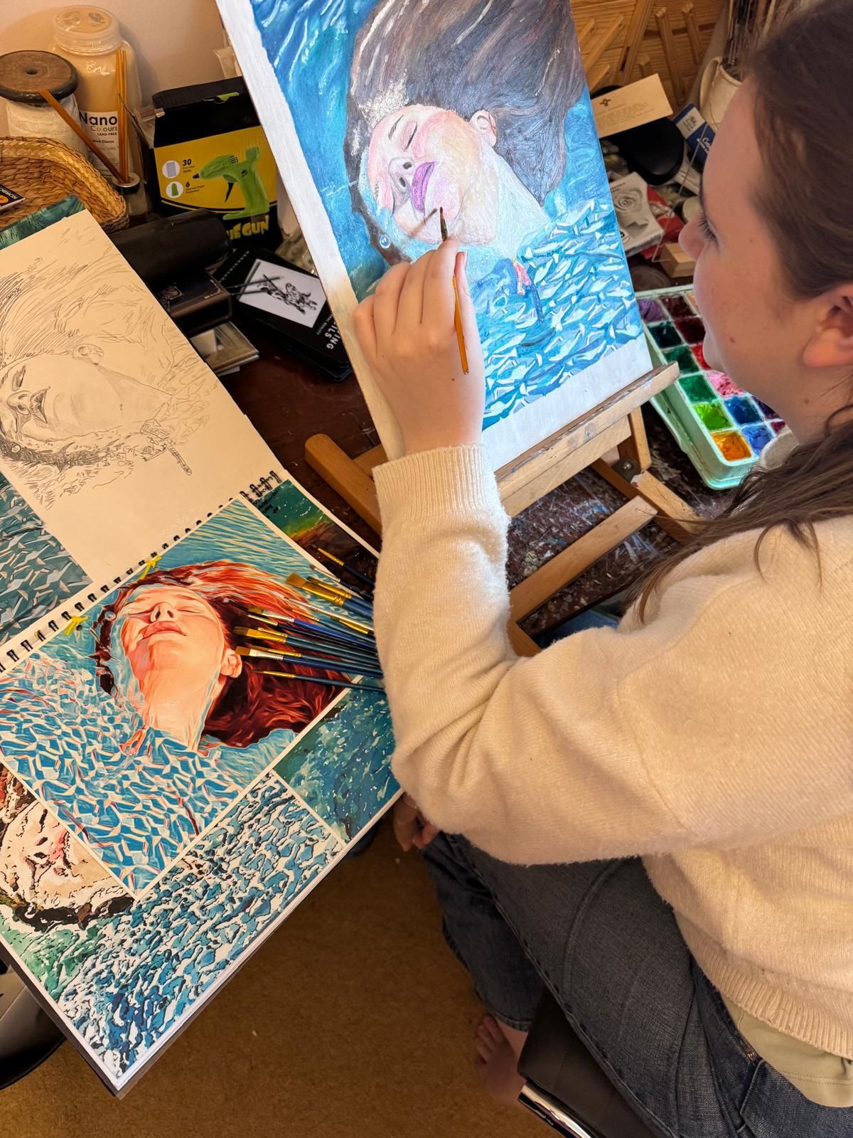 A student at work