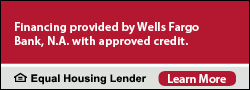 Financing by Wells Fargo Bank, N.A. with approved credit, Equal Housing Lender.