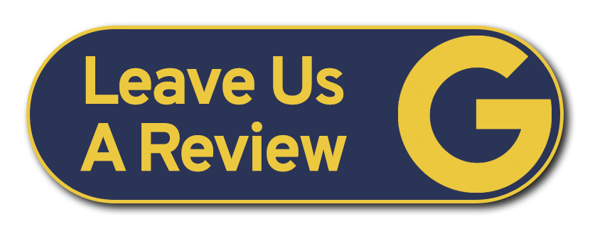 Button promoting reviews: navy background, gold text 