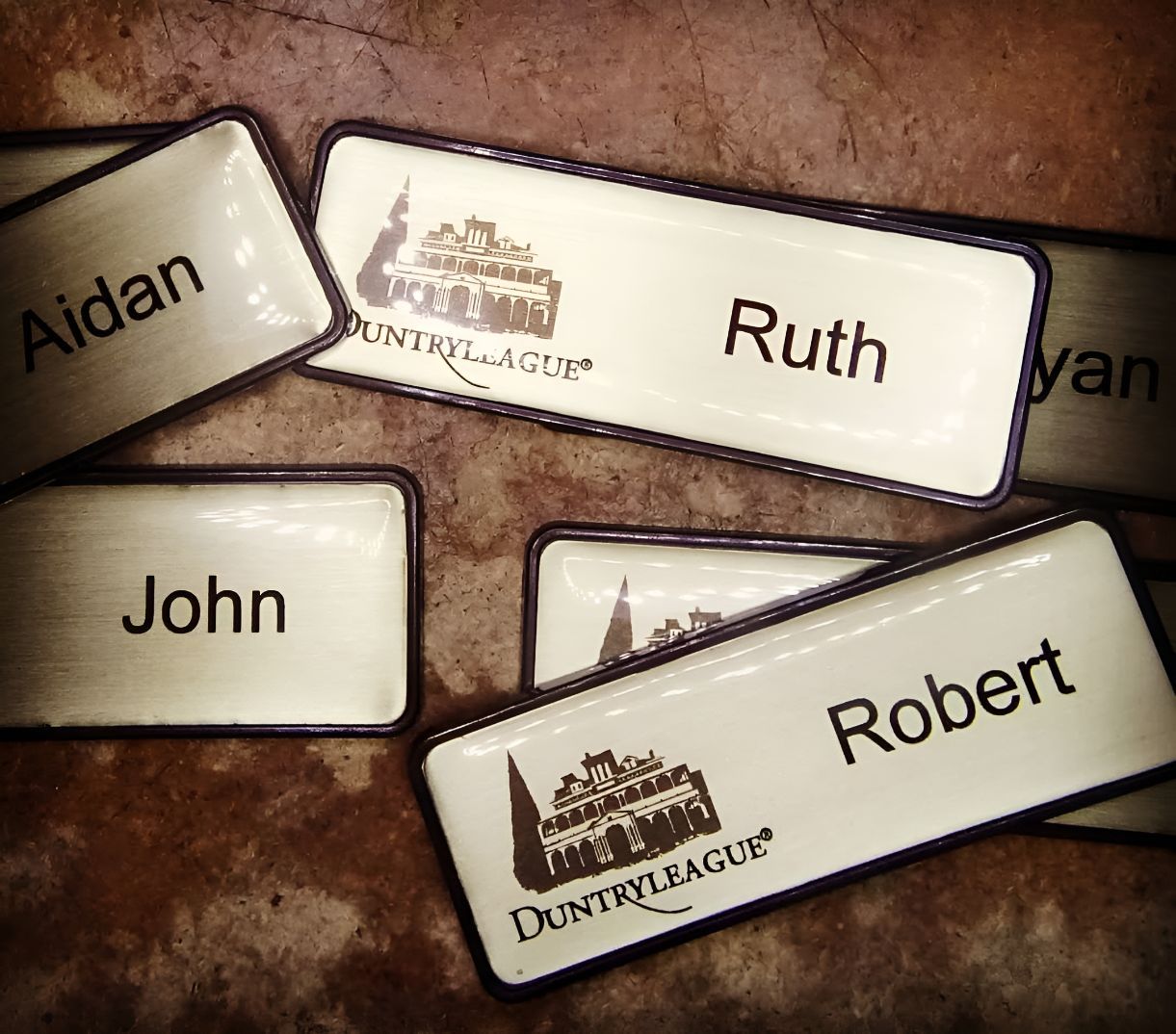A Bunch of Name Badges Including John Ruth and Robert — Central West Trophies & Embroidery In Orange, NSW