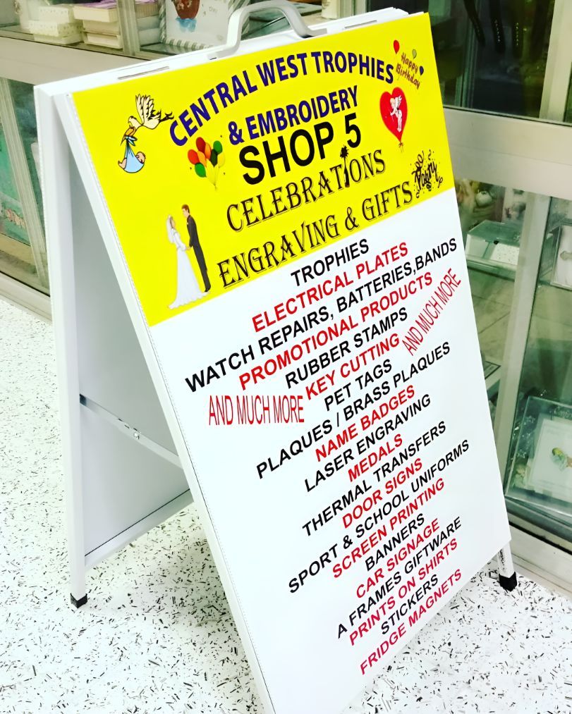 A Sign for Central West Trophies and Embroidery Shop — Central West Trophies & Embroidery In Orange, NSW