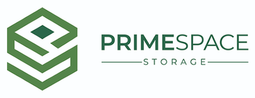 Logo for PrimeSpace Storage: green cube icon with the company name and "STORAGE" below.