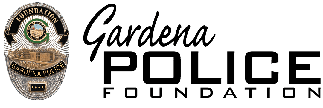 The gardena police foundation logo has a police badge on it.