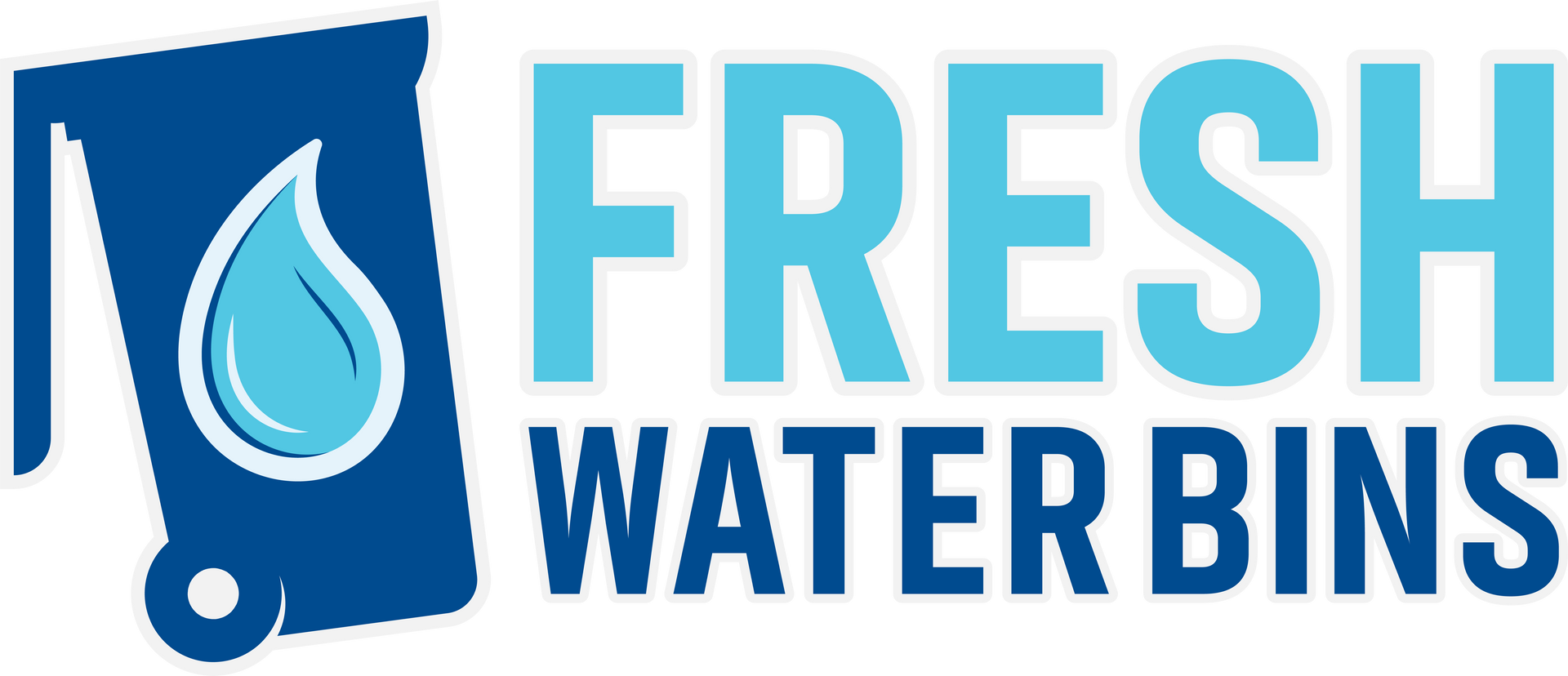 A logo for fresh water bins with a drop of water on it.-Fresh Water Bins A Trash Bin Cleaning Service
