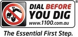 A sign that says dial before you dig the essential first step.