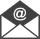 A black envelope with a white at sign on it.