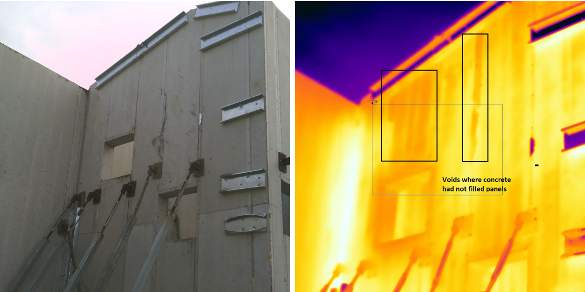 A picture of a building next to a picture of the inside of a building
