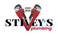 Logo for Stivey’s Plumbing with text and two red pipe wrenches arranged to form a V, established in 2021.
