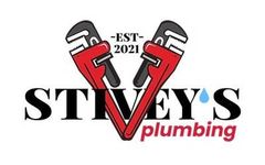 Logo for Stivey’s Plumbing with text and two red pipe wrenches arranged to form a V, established in 2021.
