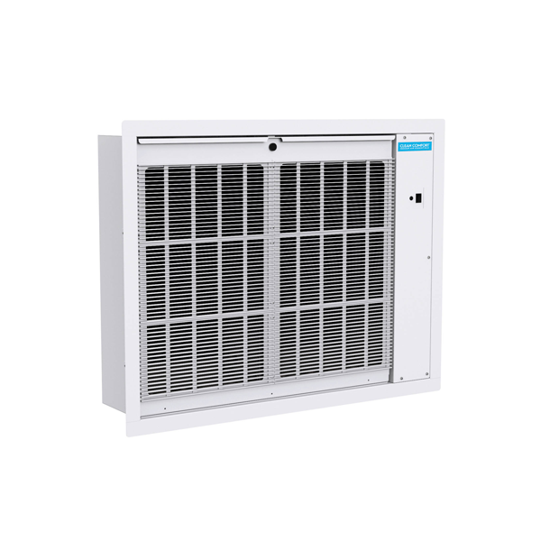 A picture of a ceiling mounted air conditioner on a white background.