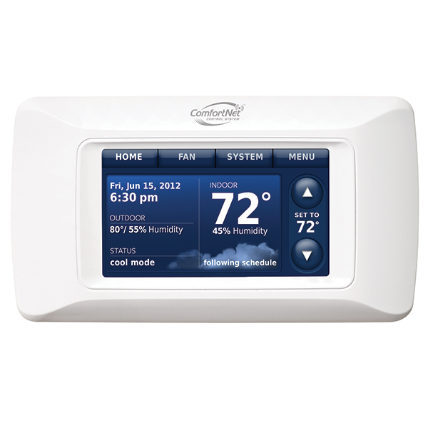 A gray air conditioner is sitting on top of a white surface.