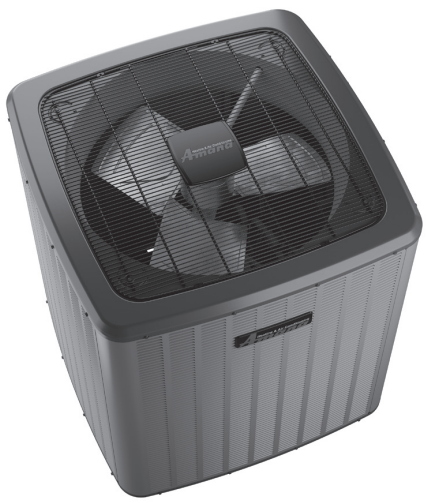 A goodman air conditioner is shown on a white background.