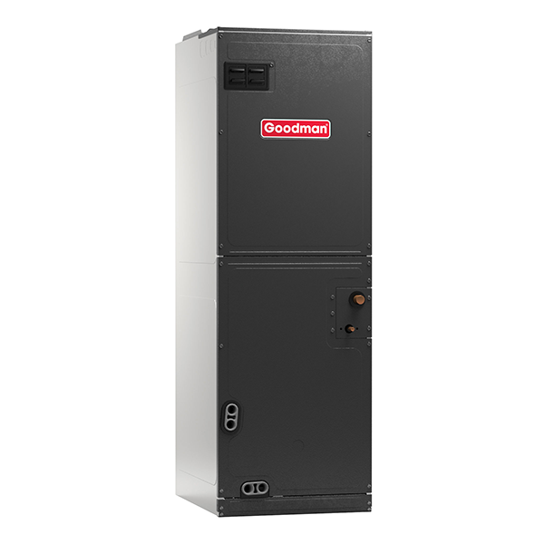A goodman air conditioner is shown on a white background.