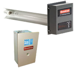 A picture of a humidifier and a thermostat on a white background.