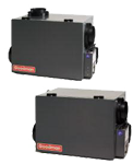 Two boxes are sitting next to each other on a white background.
