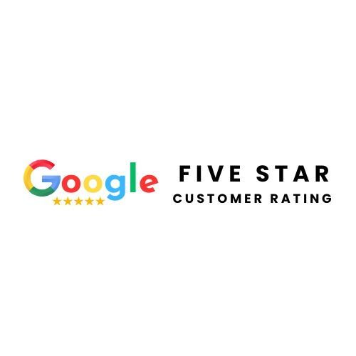 Google five-star rating badge for excellent service.
