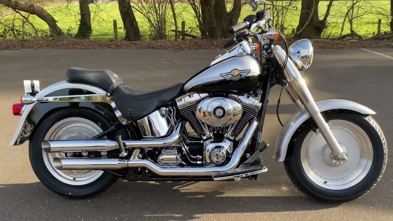 A harley davidson motorcycle is parked on the side of the road.