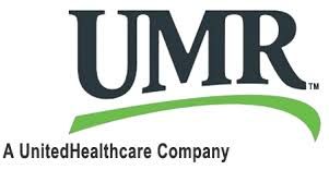 Logo for UMR, a UnitedHealthcare company, featuring dark grey text with a green swoosh underneath.