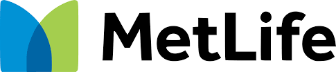 MetLife logo featuring a blue and green stylized M icon next to the word MetLife in black text.