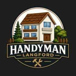 A logo for handyman langford with a house on it