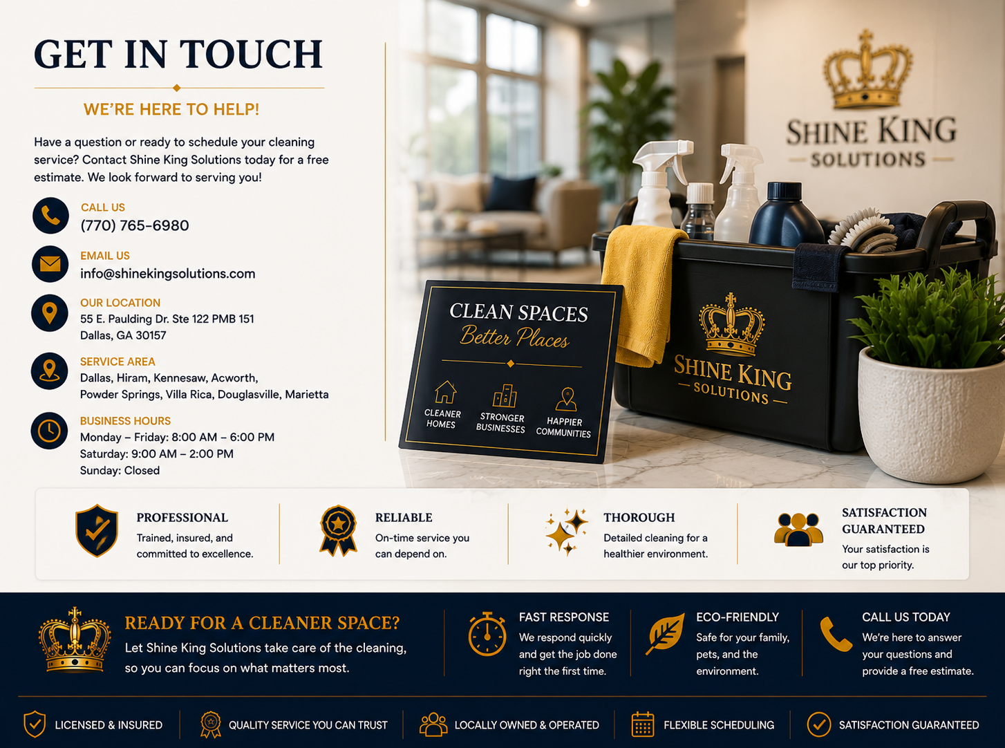 Contact Shine King Solutions in Dallas, Georgia