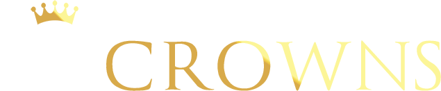 the word crowns is written in gold letters on a white background .
