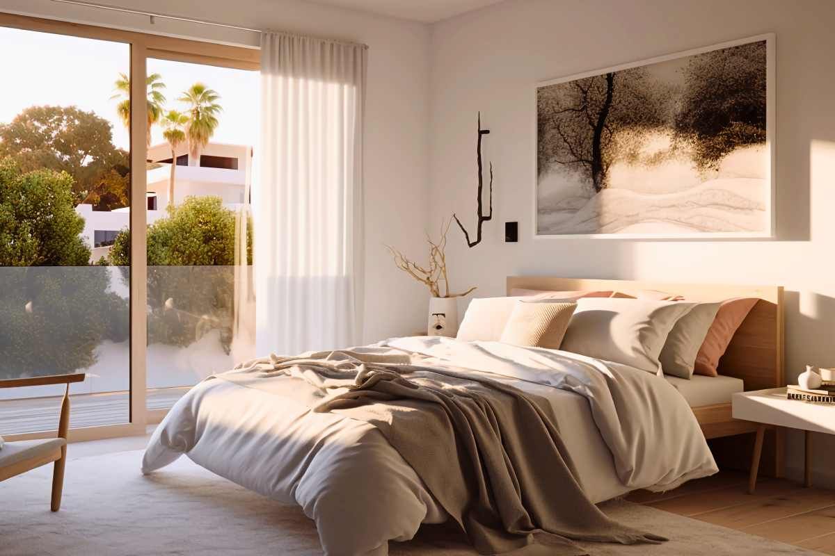 Custom bedding, pillows, and comforters in a bedroom near Huntington, WV