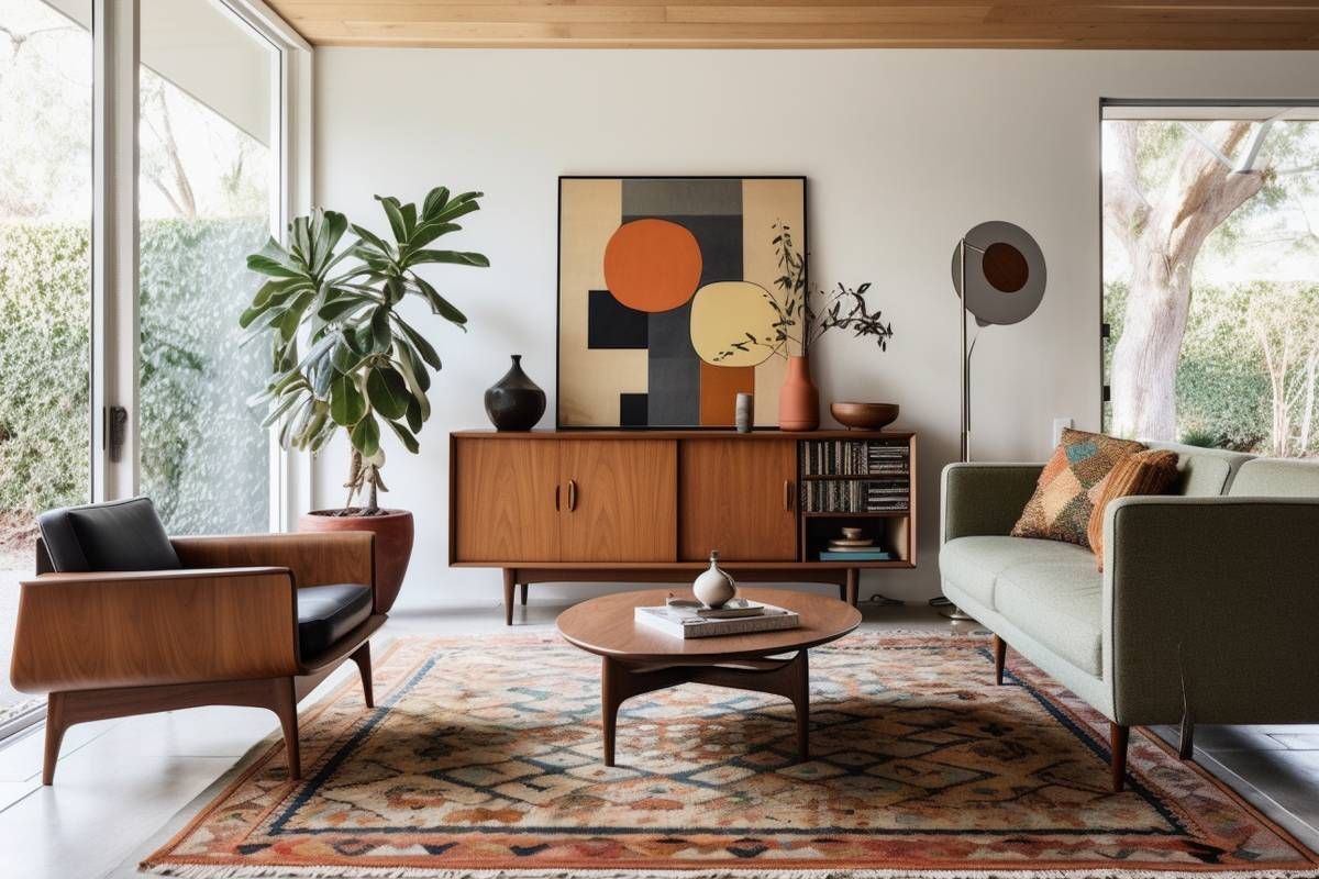 A Mid-Century Modern living room near Huntington, West Virginia (WV)