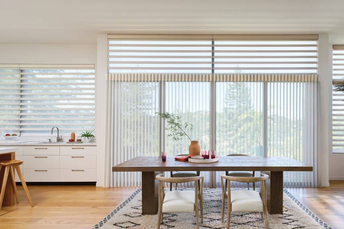 Hunter Douglas Pirouette® Window Shadings decorating kitchen windows near Huntington, WV