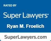 Super Lawyers rating badge with Ryan M. Froelich name on blue and white background