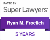 Super Lawyers badge for Ryan M. Froelich, marked “5 YEARS” in purple and white