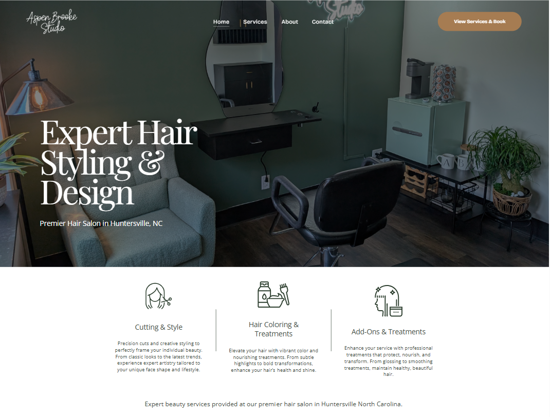 Aspen Brooke Studio salon website design