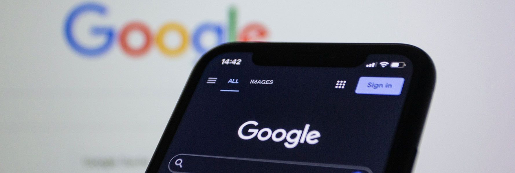 Google search page on a phone and a diesktop