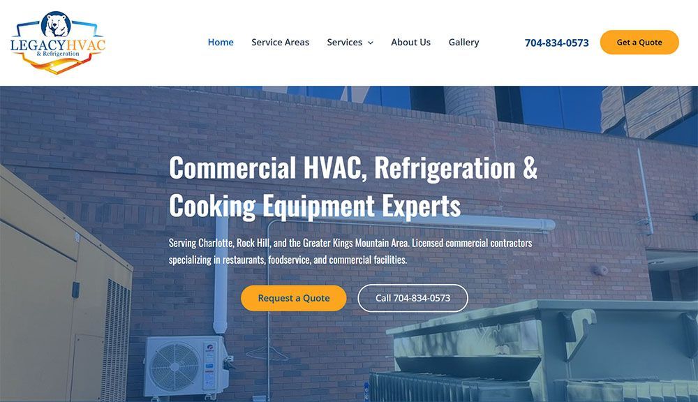 Legacy HVAC and Refrigeration website design