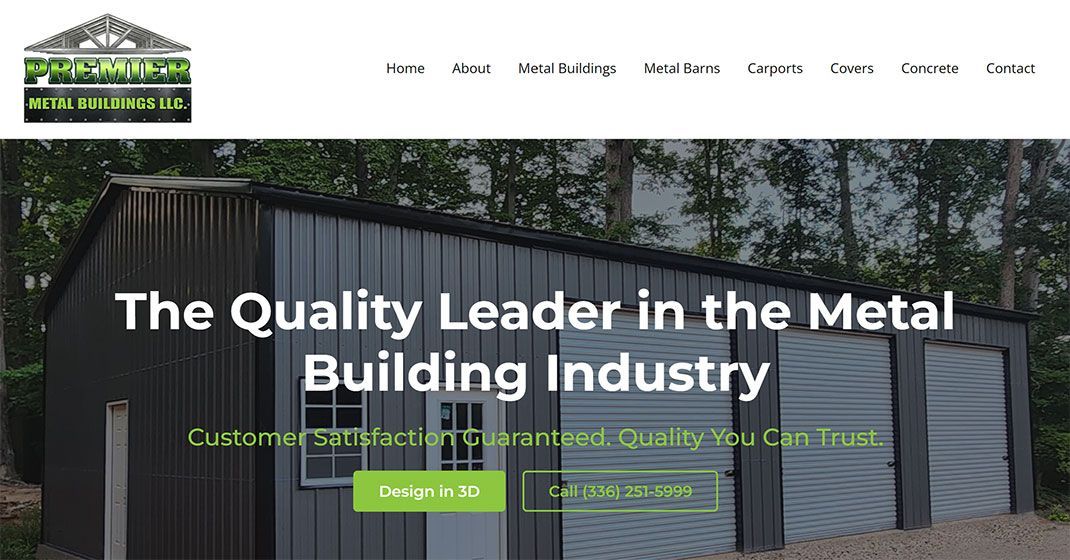 Premier Metal Buildings website design