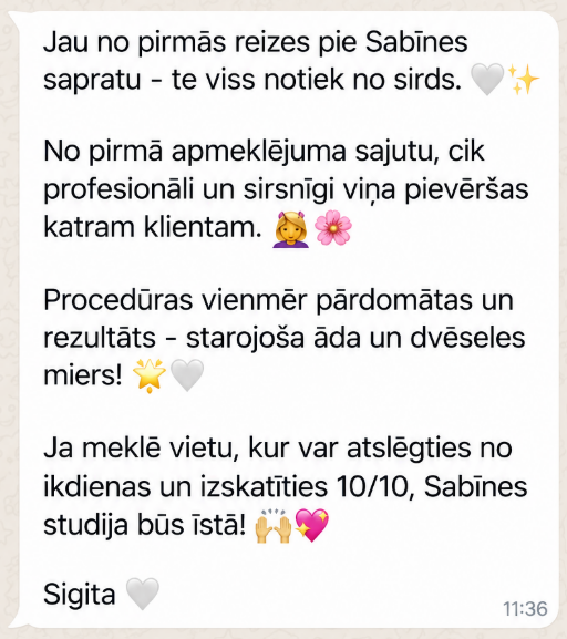 BLESSA studio klientes atsauksme