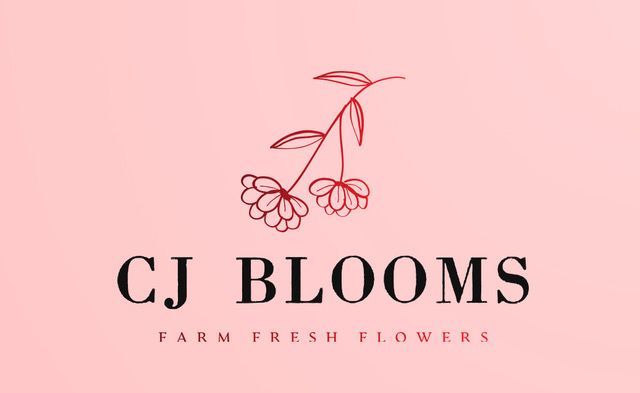 A logo for cj blooms farm fresh flowers