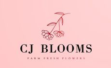 A logo for cj blooms farm fresh flowers