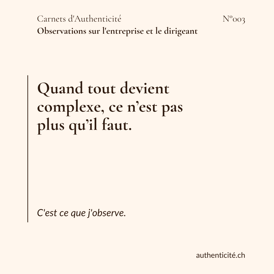 Quand tout devient complexe, ce n'est pas plus qu'il faut.